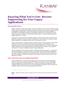 Knowing What You’ve Got:  Reverse Engineering for Your Legacy Applications