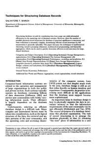 Techniques for Structuring  Database  Records SALVATORE T.  MARCH