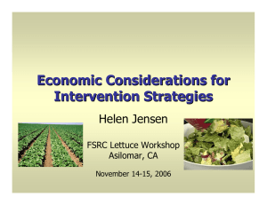 Economic Considerations for Intervention Strategies Helen Jensen FSRC Lettuce Workshop