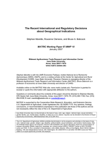 The Recent International and Regulatory Decisions about Geographical Indications