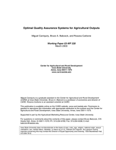 Optimal Quality Assurance Systems for Agricultural Outputs March 2003