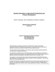 Genetic Information in Agricultural Productivity and Product Development