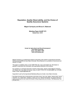 Reputation, Quality Observability, and the Choice of Quality Assurance Systems September 2004