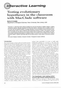 Mtractive Le&amp;irninq Testing evolultionary hypotheses  in  the  classroon