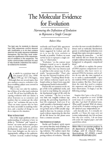 The Molecular Evidence for Evolution Narrowing the Definition of Evolution
