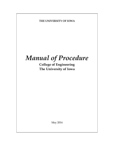 Manual of Procedure  College of Engineering The University of Iowa