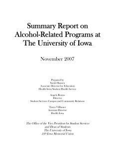 Summary Report on Alcohol-Related Programs at The University of Iowa