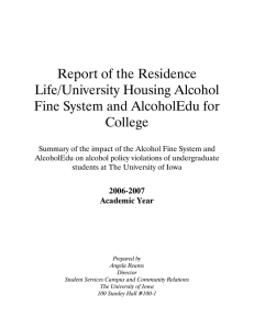 Report of the Residence Life/University Housing Alcohol Fine System and AlcoholEdu for College