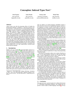 Concoqtion: Indexed Types Now! ∗ Seth Fogarty Emir Pasalic