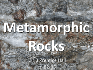 Rocks Metamorphic CH 3 Prentice Hall p. 82-86