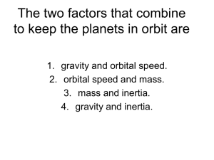 The two factors that combine 1. gravity and orbital speed.