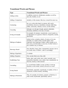 Transitional Words and Phrases Type