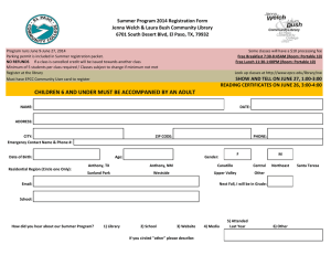 Summer Program 2014 Registration Form