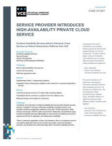 SERVICE PROVIDER INTRODUCES HIGH-AVAILABILITY PRIVATE CLOUD SERVICE