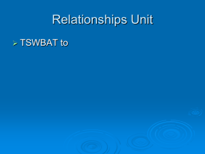 Relationships Unit TSWBAT to 