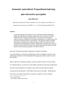 Semantics naturalized: Propositional indexing plus interactive perception John Dilworth