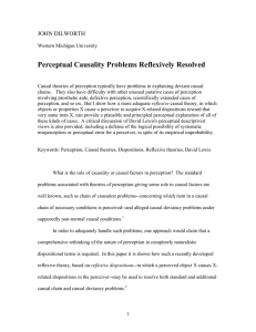 Perceptual Causality Problems Reflexively Resolved JOHN DILWORTH