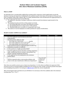 Student Affairs and Academic Support Hire Above Minimum Guidelines (HAM)