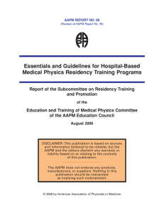 Essentials and Guidelines for Hospital-Based Medical Physics Residency Training Programs