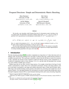 Frequent Directions: Simple and Deterministic Matrix Sketching