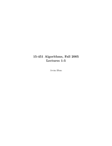 15-451 Algorithms, Fall 2005 Lectures 1-5 Avrim Blum