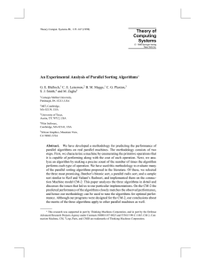 Theory of Computing Systems An Experimental Analysis of Parallel Sorting Algorithms