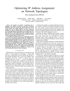 Optimizing IP Address Assignment on Network Topologies Flux Technical Note 2005-04 Jonathon Duerig