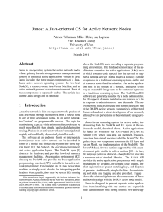 Janos: A Java-oriented OS for Active Network Nodes Abstract Flux Research Group