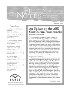 An Update on the ABE Curriculum Frameworks Open Issue summer 2005