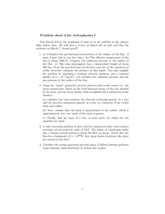 Problem sheet 2 for Astrophysics I