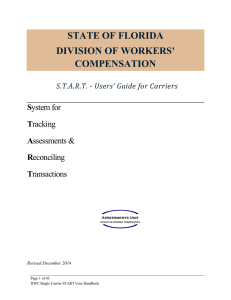 STATE OF FLORIDA DIVISION OF WORKERS' COMPENSATION S