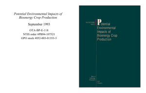 Potential Environmental Impacts of Bioenergy Crop Production September 1993 OTA-BP-E-118