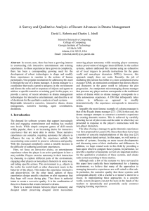 A Survey and Qualitative Analysis of Recent Advances in Drama... David L. Roberts and Charles L. Isbell