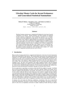 Ultrafast Monte Carlo for Kernel Estimators and Generalized Statistical Summations Abstract