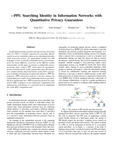 ϵ -PPI: Searching Identity in Information Networks with Quantitative Privacy Guarantees Yuzhe Tang