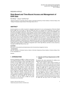 Role-Based and Time-Bound Access and Management of EHR Data RESEARCH ARTICLE Rui Zhang