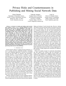 Privacy Risks and Countermeasures in Publishing and Mining Social Network Data