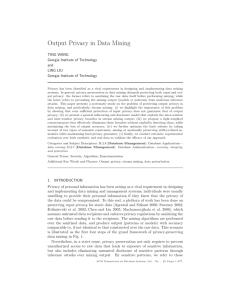 Output Privacy in Data Mining TING WANG Georgia Institute of Technology and