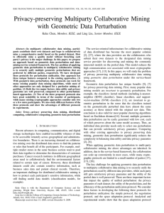 Privacy-preserving Multiparty Collaborative Mining with Geometric Data Perturbation Member, IEEE,