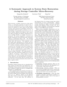 A Systematic Approach to System State Restoration during Storage Controller Micro-Recovery