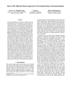 Query-URL Bipartite Based Approach to Personalized Query Recommendation Lin Li Ling Liu