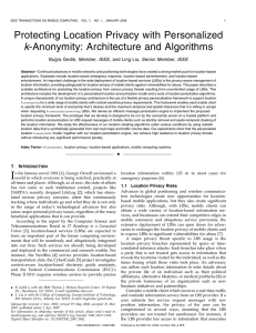 Protecting Location Privacy with Personalized k-Anonymity: Architecture and Algorithms Bu!