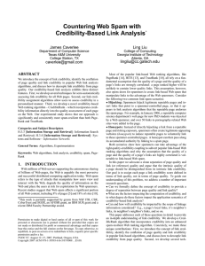 Countering Web Spam with Credibility-Based Link Analysis James Caverlee Ling Liu