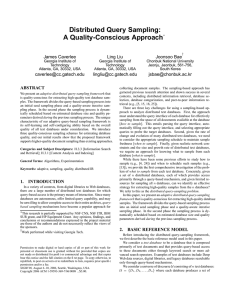 Distributed Query Sampling: A Quality-Conscious Approach James Caverlee Ling Liu