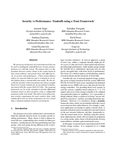 Security vs Performance: Tradeoffs using a Trust Framework