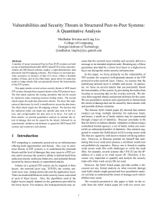 Vulnerabilities and Security Threats in Structured Peer-to-Peer Systems: A Quantitative Analysis