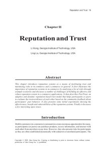 Reputation and Trust Abstract Chapter II