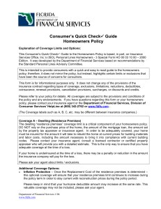 Consumer’s Quick Check Homeowners Policy Guide