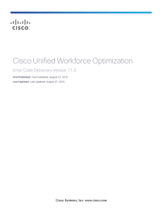 Cisco Unified Workforce Optimization Error Code Dictionary Version 11.0 First Published