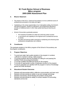 W. Frank Barton School of Business MAcc program 2005-2006 Assessment Plan A.
